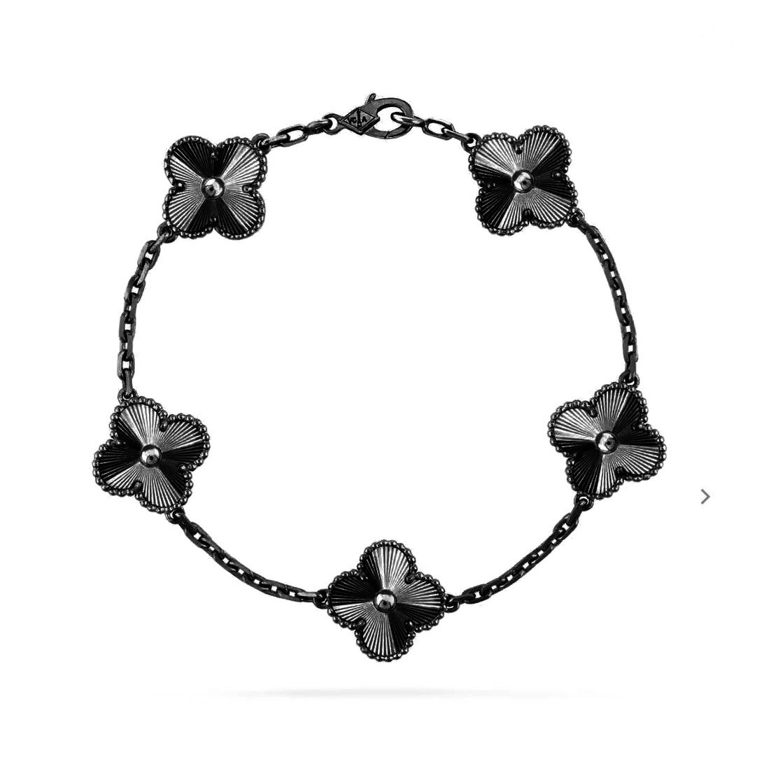 [Clover-Jewelry]CLOVER 5 MOTIF BLACK BRACELET