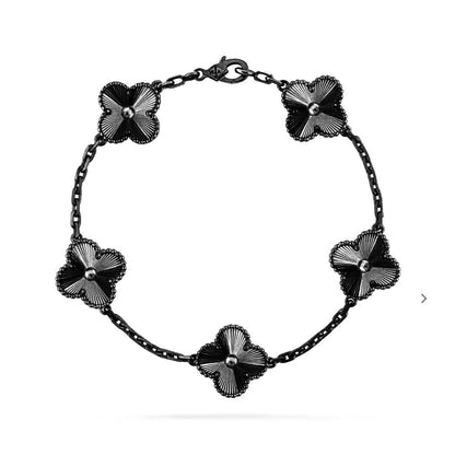 [Clover-Jewelry]CLOVER 5 MOTIF BLACK BRACELET