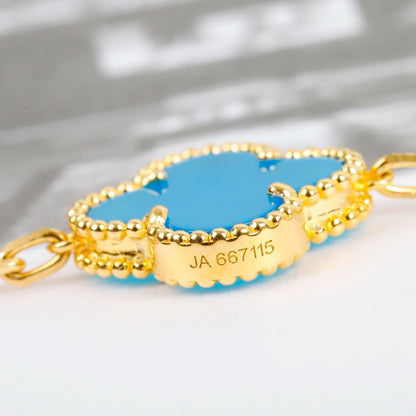 [Clover-Jewelry]CLOVER 5 MOTIFS TURQUOISE BRACELET