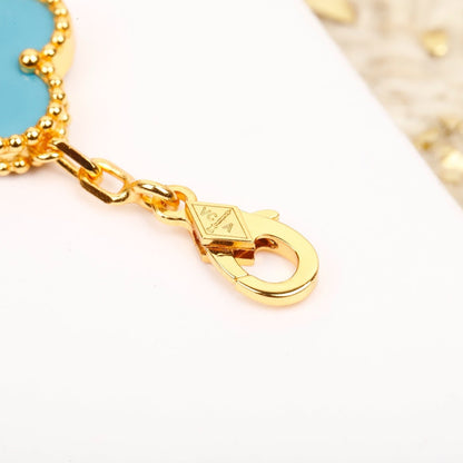 [Clover-Jewelry]CLOVER 5 MOTIF TURQUOISE DIAMOND GOLD BRACELET