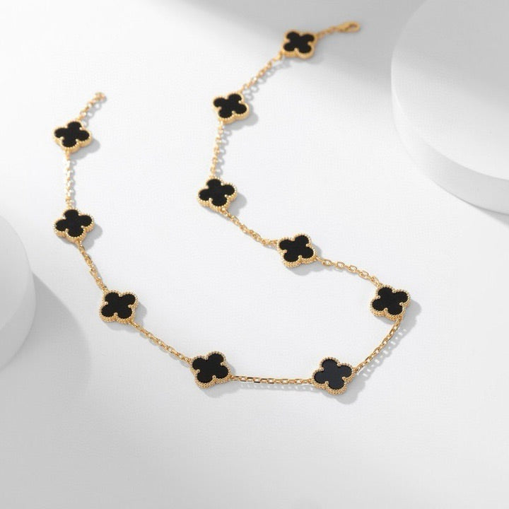 [Clover-Jewelry]CLOVER 10 MOTIFS ONYX NECKLACE