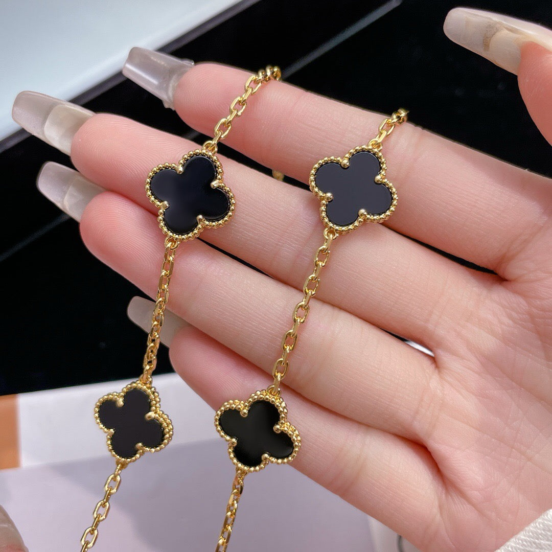 [Clover-Jewelry]CLOVER 10 MOTIFS ONYX NECKLACE