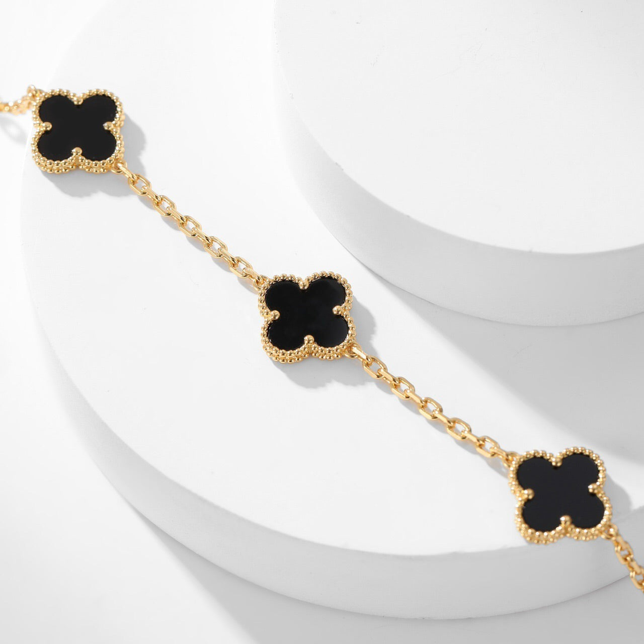 [Clover-Jewelry]CLOVER 10 MOTIFS ONYX NECKLACE