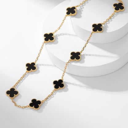 [Clover-Jewelry]CLOVER 10 MOTIFS ONYX NECKLACE