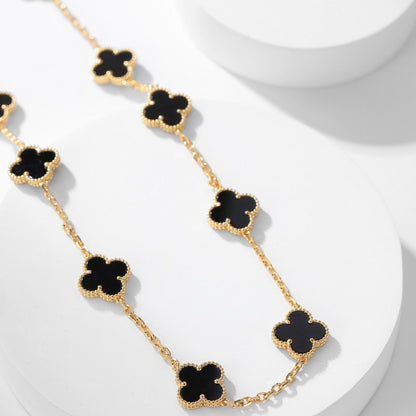 [Clover-Jewelry]CLOVER 10 MOTIFS ONYX NECKLACE