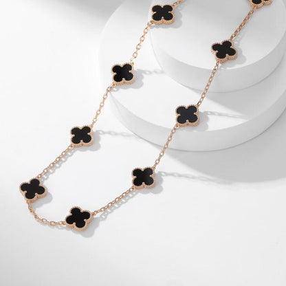 [Clover-Jewelry]CLOVER 10 MOTIFS ONYX NECKLACE