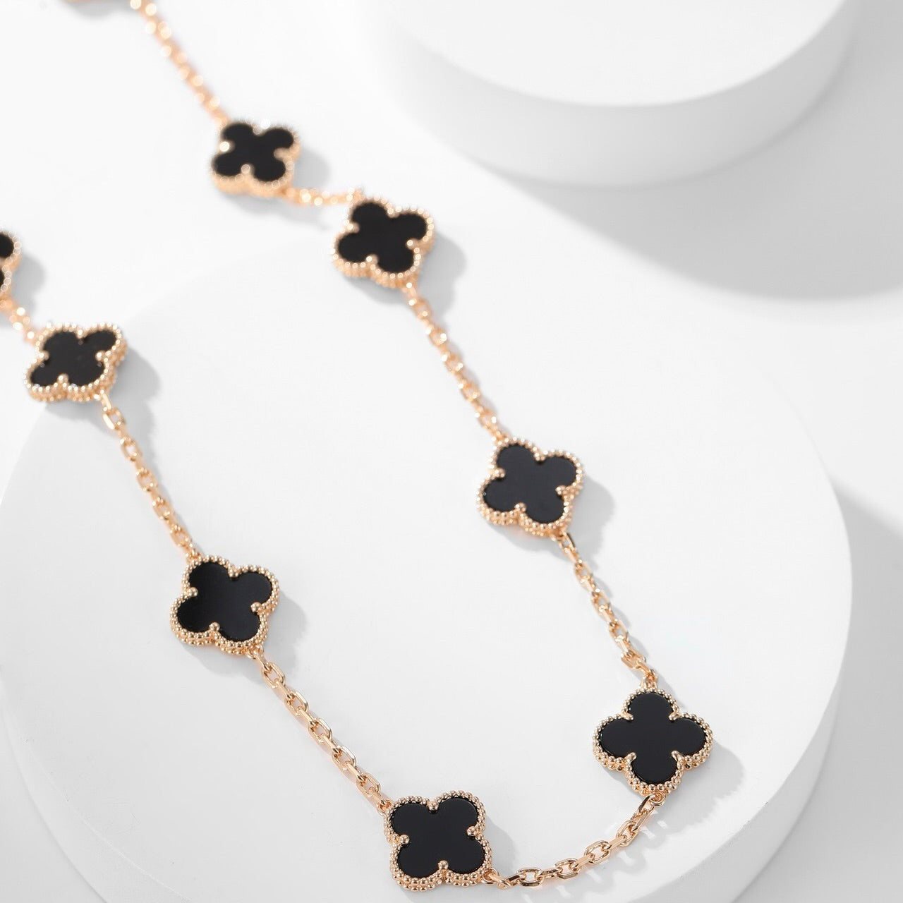 [Clover-Jewelry]CLOVER 10 MOTIFS ONYX NECKLACE