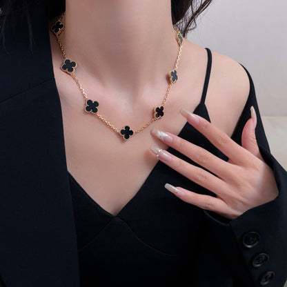 [Clover-Jewelry]CLOVER 10 MOTIFS ONYX NECKLACE