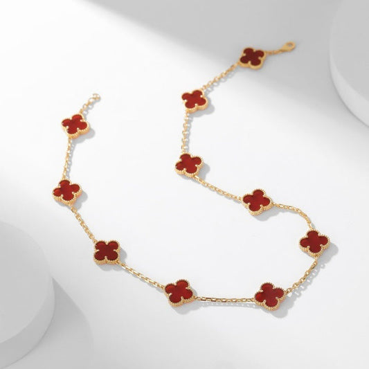 [Clover-Jewelry]CLOVER 10 MOTIFS CARNELIAN NECKLACE