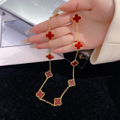 [Clover-Jewelry]CLOVER 10 MOTIFS CARNELIAN NECKLACE