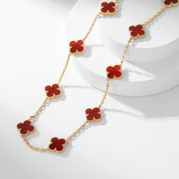 [Clover-Jewelry]CLOVER 10 MOTIFS CARNELIAN NECKLACE