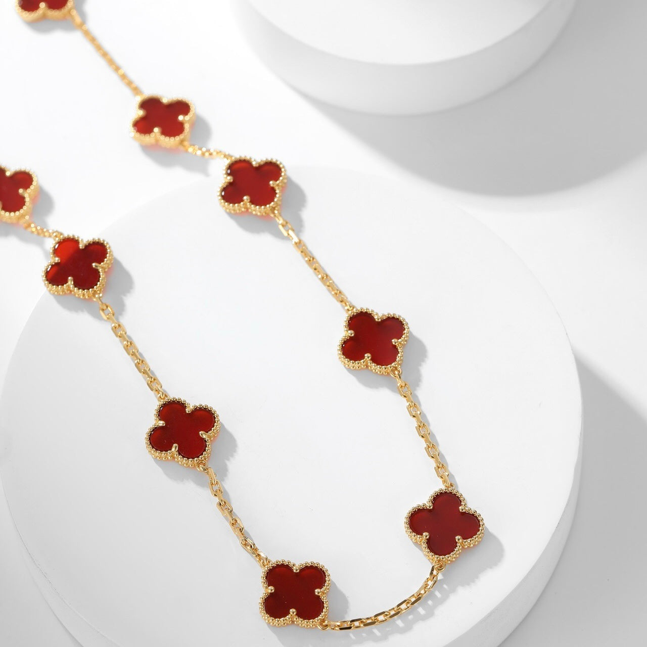 [Clover-Jewelry]CLOVER 10 MOTIFS CARNELIAN NECKLACE