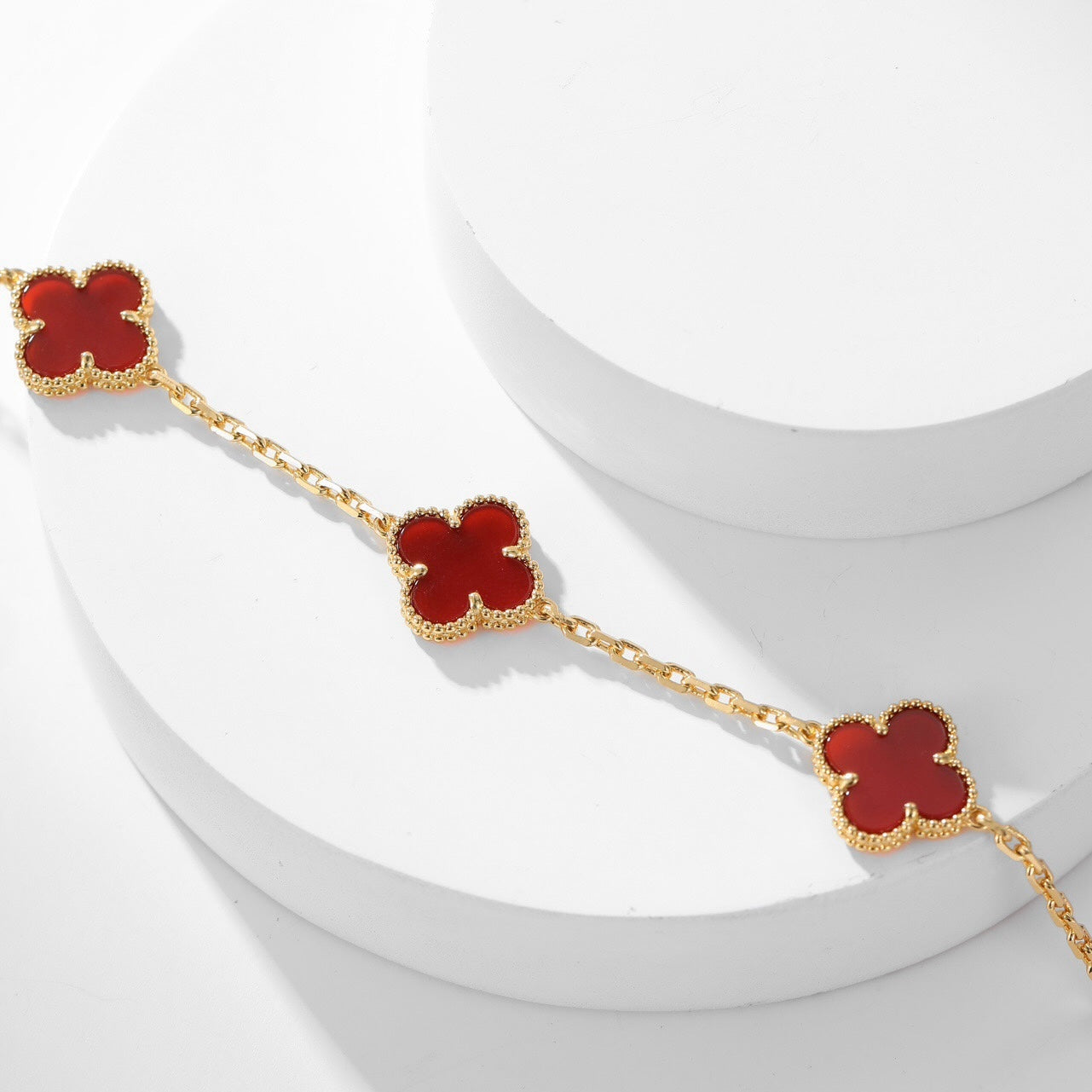 [Clover-Jewelry]CLOVER 10 MOTIFS CARNELIAN NECKLACE