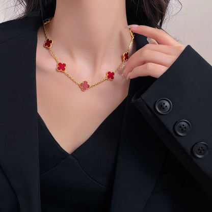 [Clover-Jewelry]CLOVER 10 MOTIFS CARNELIAN NECKLACE