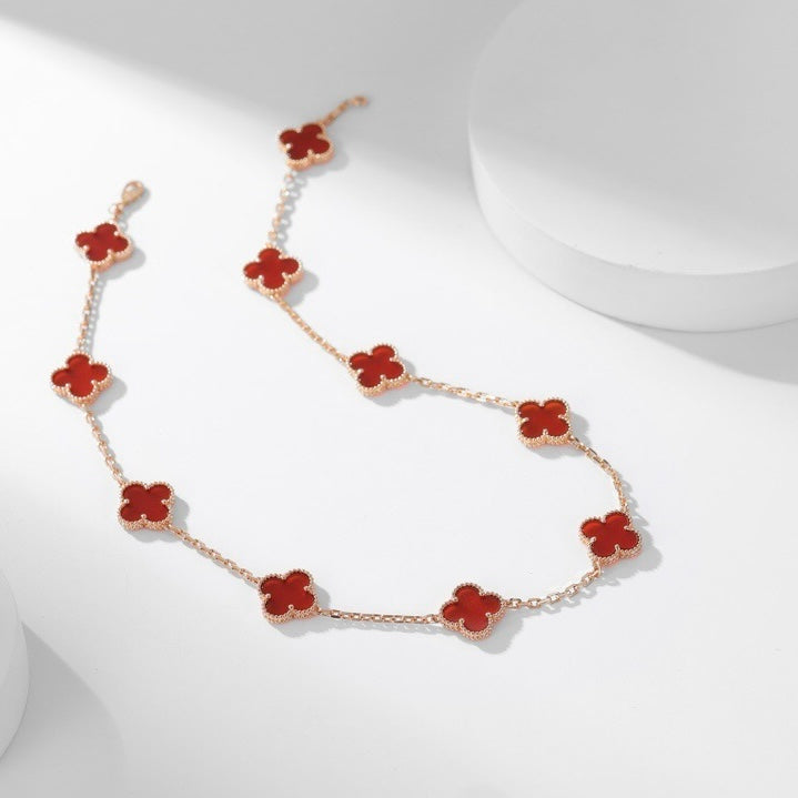 [Clover-Jewelry]CLOVER 10 MOTIFS CARNELIAN NECKLACE