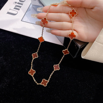 [Clover-Jewelry]CLOVER 10 MOTIFS CARNELIAN NECKLACE