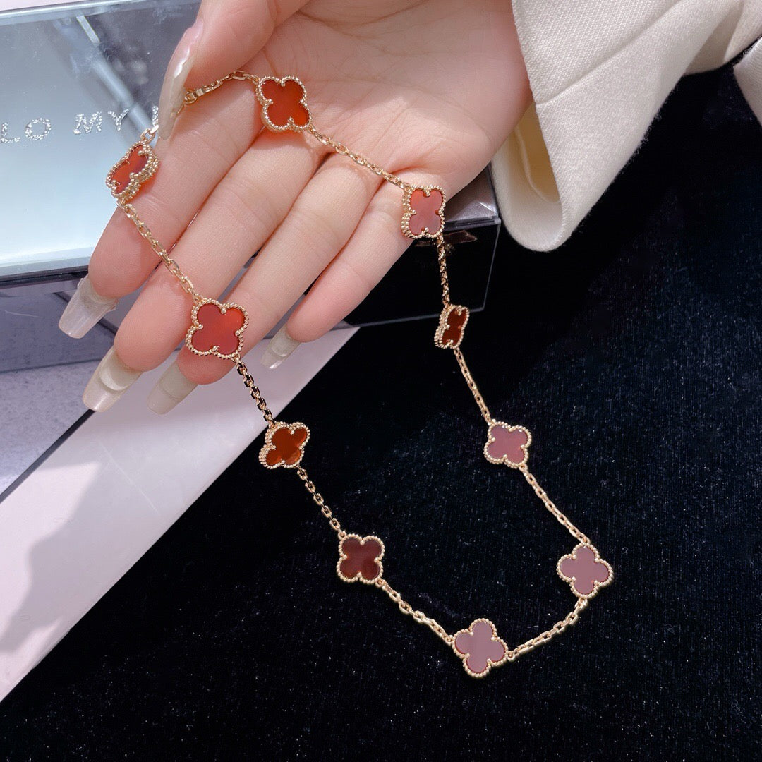 [Clover-Jewelry]CLOVER 10 MOTIFS CARNELIAN NECKLACE