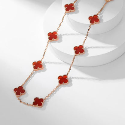 [Clover-Jewelry]CLOVER 10 MOTIFS CARNELIAN NECKLACE