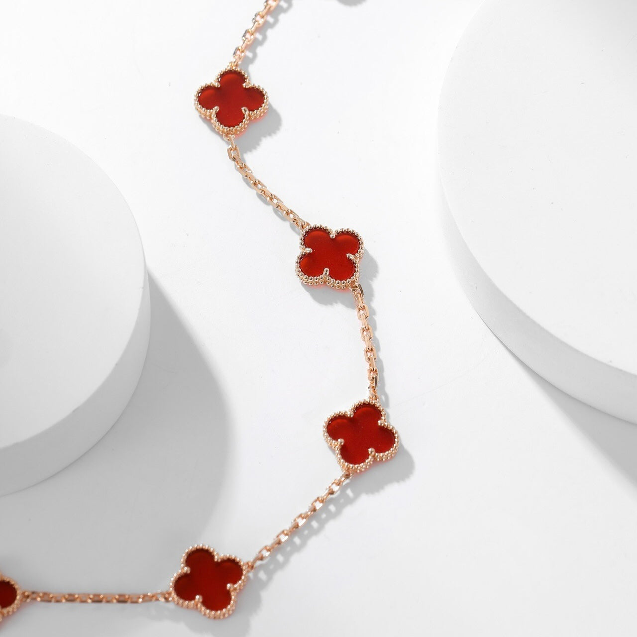 [Clover-Jewelry]CLOVER 10 MOTIFS CARNELIAN NECKLACE