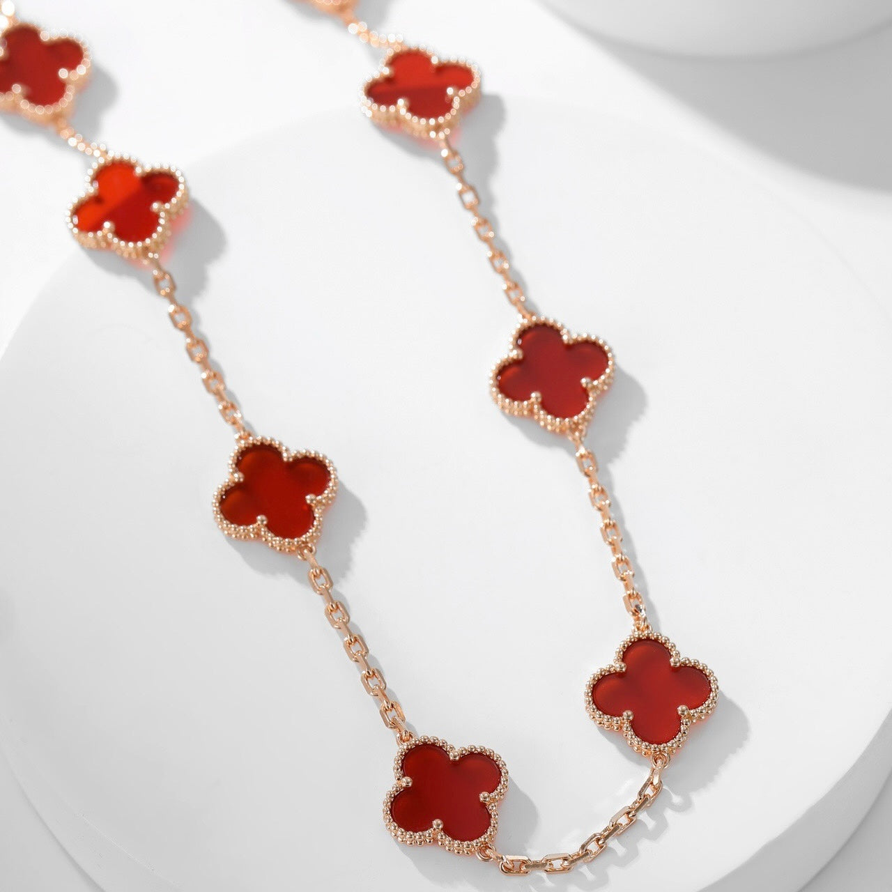 [Clover-Jewelry]CLOVER 10 MOTIFS CARNELIAN NECKLACE