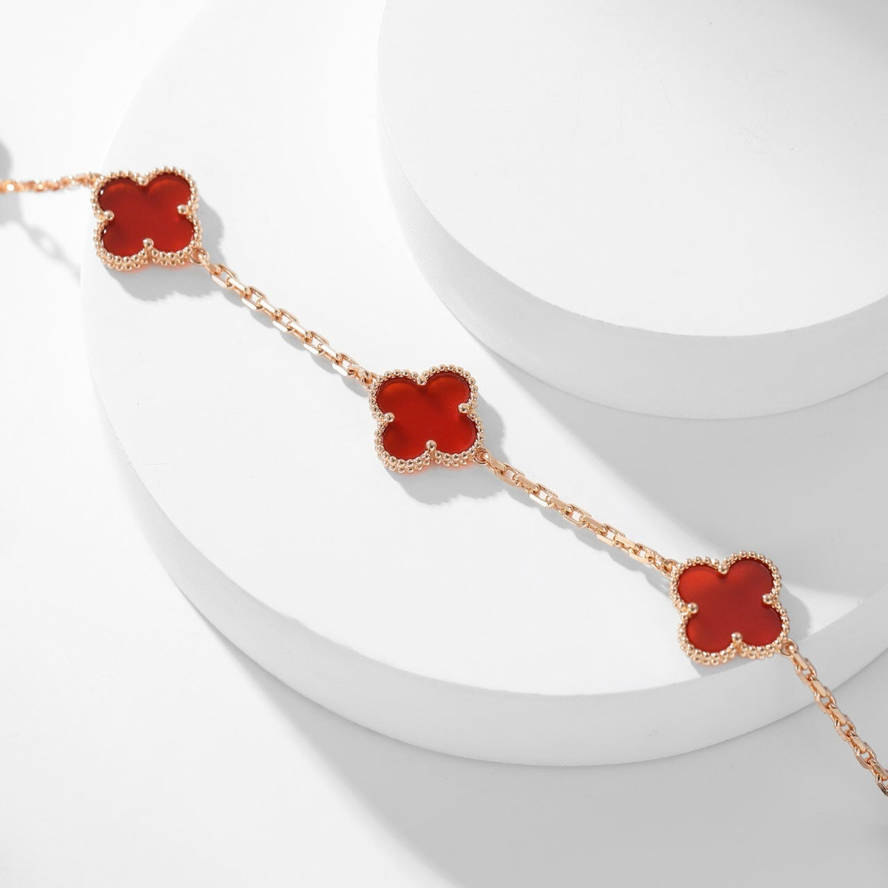 [Clover-Jewelry]CLOVER 10 MOTIFS CARNELIAN NECKLACE