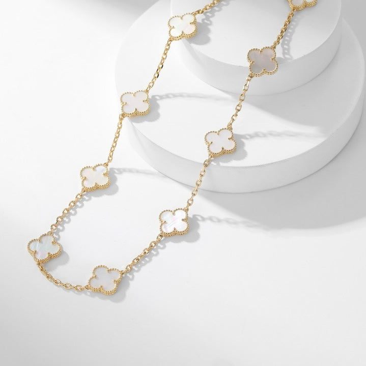 [Clover-Jewelry]CLOVER 10 MOTIFS WHITE MOTHER OF PEARL NECKLACE