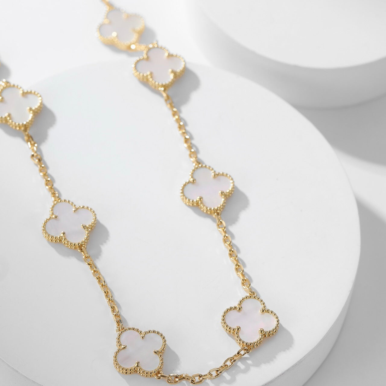 [Clover-Jewelry]CLOVER 10 MOTIFS WHITE MOTHER OF PEARL NECKLACE