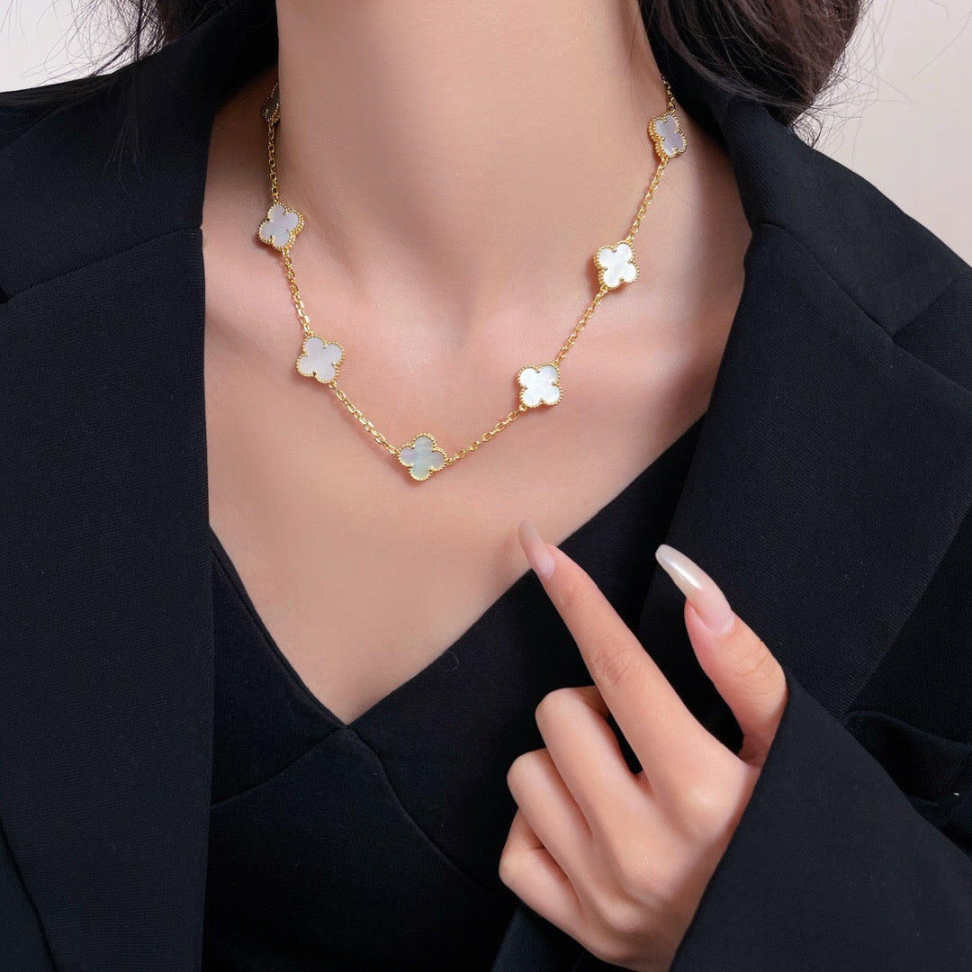 [Clover-Jewelry]CLOVER 10 MOTIFS WHITE MOTHER OF PEARL NECKLACE