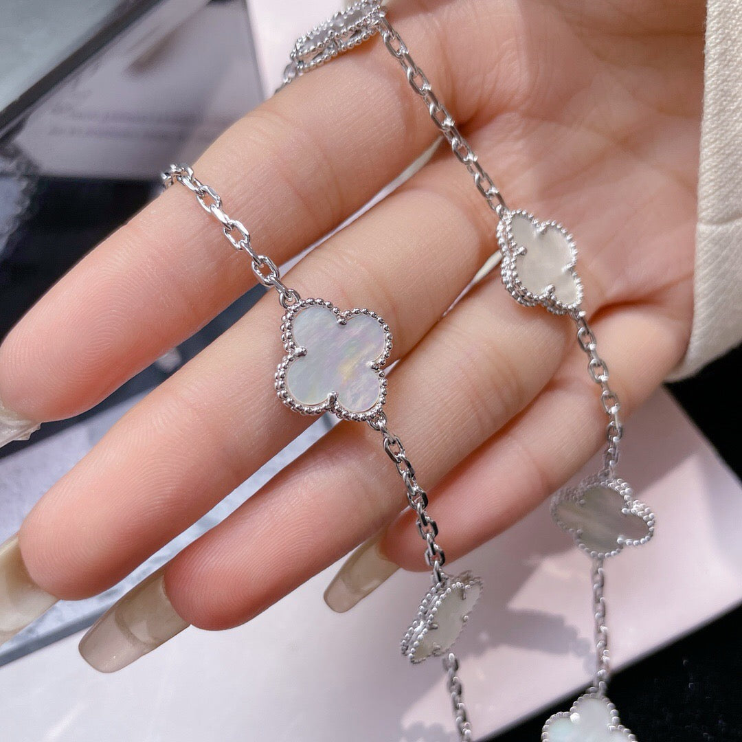 [Clover-Jewelry]CLOVER 10 MOTIFS WHITE MOTHER OF PEARL NECKLACE