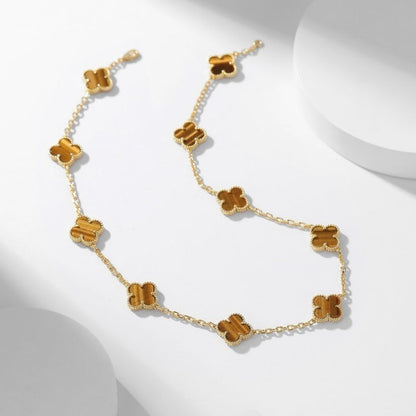 [Clover-Jewelry]CLOVER 10 MOTIFS TIGER EYE NECKLACE