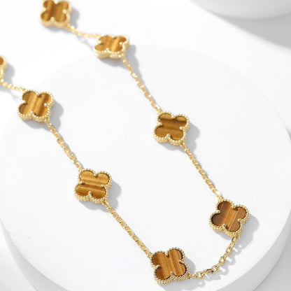 [Clover-Jewelry]CLOVER 10 MOTIFS TIGER EYE NECKLACE