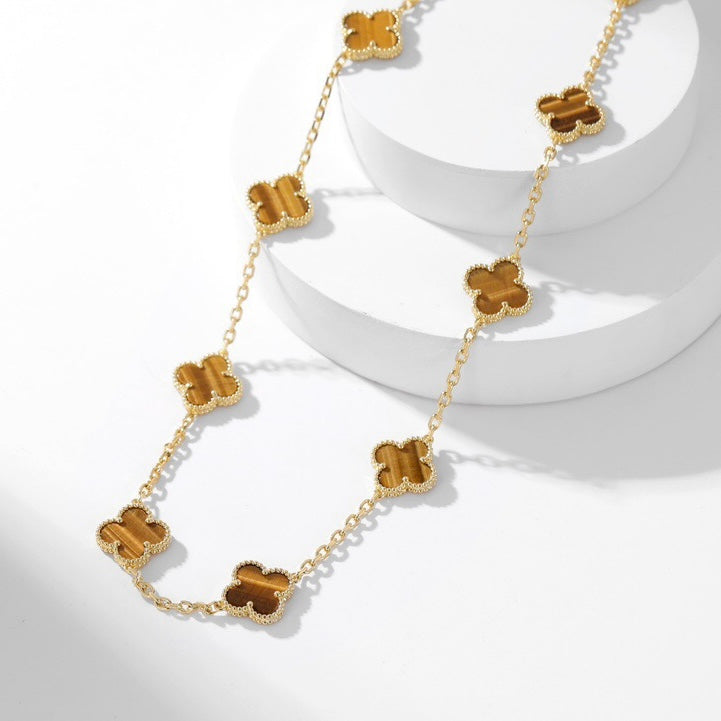 [Clover-Jewelry]CLOVER 10 MOTIFS TIGER EYE NECKLACE