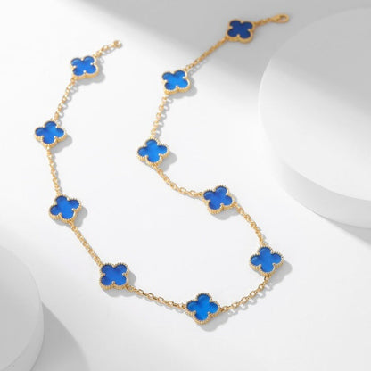 [Clover-Jewelry]CLOVER 10 MOTIFS BLUE AGATE NECKLACE