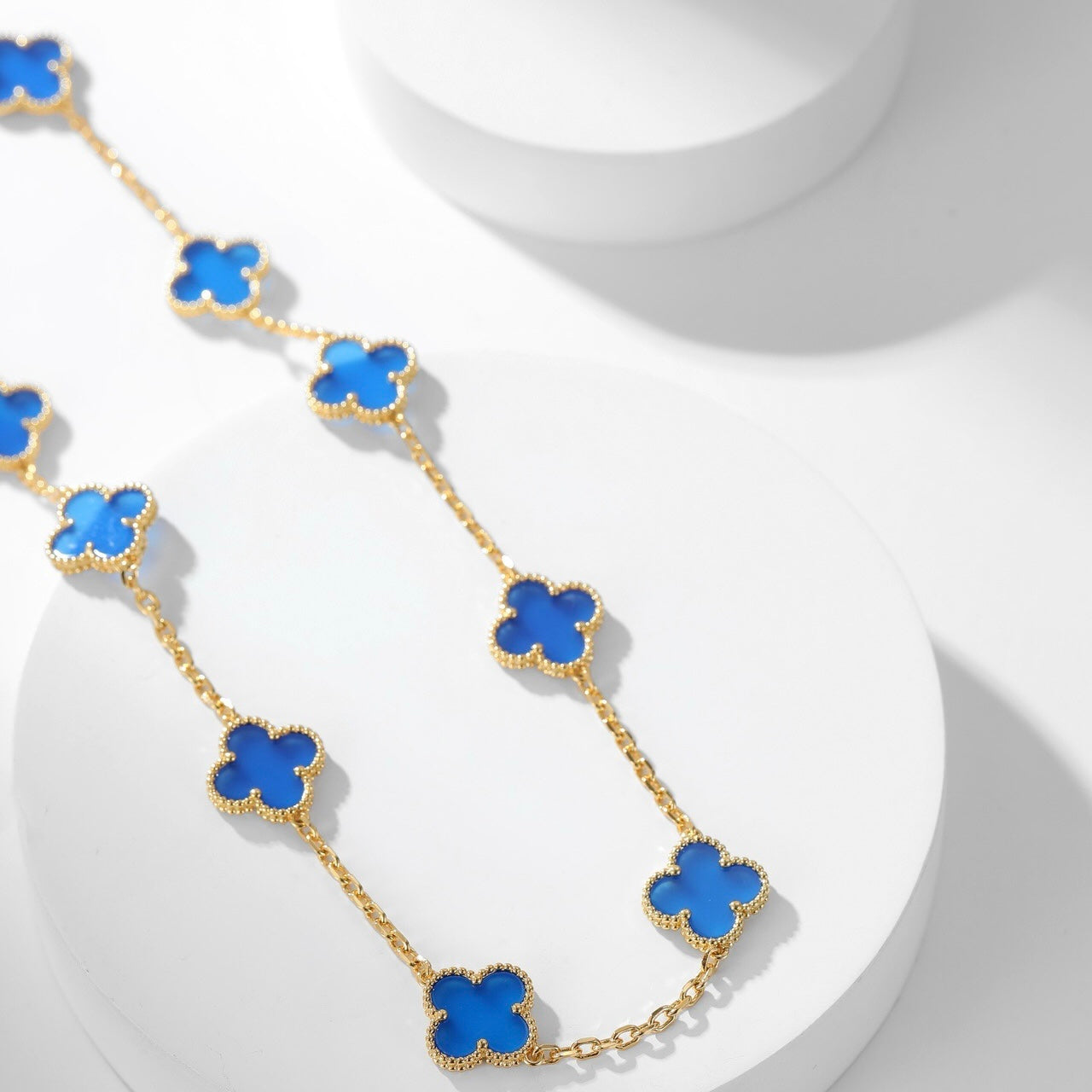 [Clover-Jewelry]CLOVER 10 MOTIFS BLUE AGATE NECKLACE