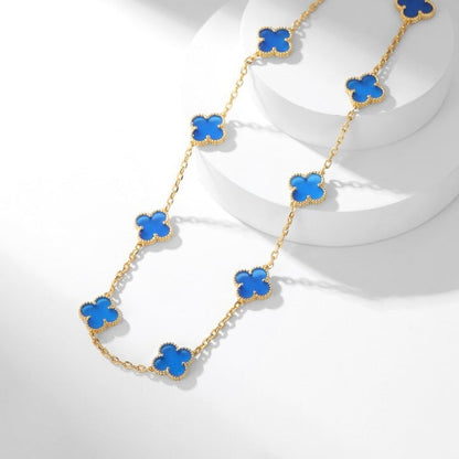 [Clover-Jewelry]CLOVER 10 MOTIFS BLUE AGATE NECKLACE