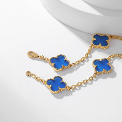 [Clover-Jewelry]CLOVER 10 MOTIFS BLUE AGATE NECKLACE