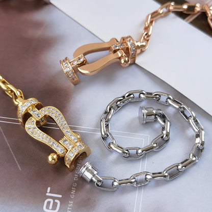 [Clover-Jewelry]FORCE LARGE HORSESHOE CLASP  METAL BRACELET