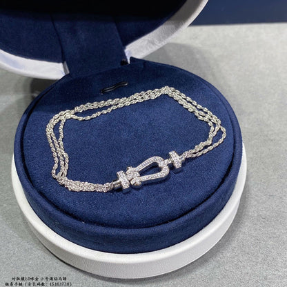 [Clover-Jewelry]FORCE SMALL HORSESHOE  DIAMOND CHAIN ROPE BRACELET