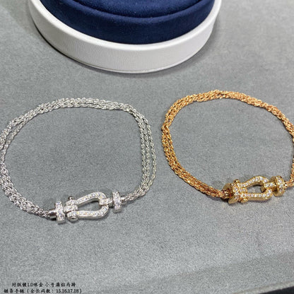 [Clover-Jewelry]FORCE SMALL HORSESHOE  DIAMOND CHAIN ROPE BRACELET