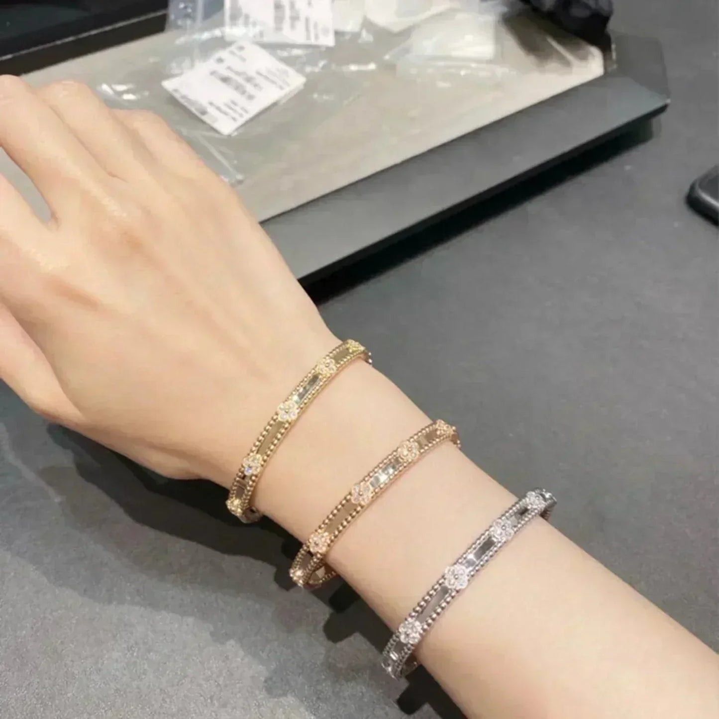 [Clover-Jewelry]CLOVER BRACELET 4MM DIAMONDS