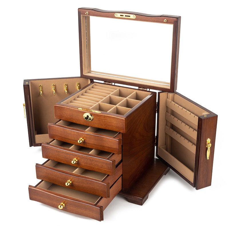 JEWELRY STORAGE BOX MULTI-LAYER LARGE CAPACITY WOODEN JEWELRY BOX