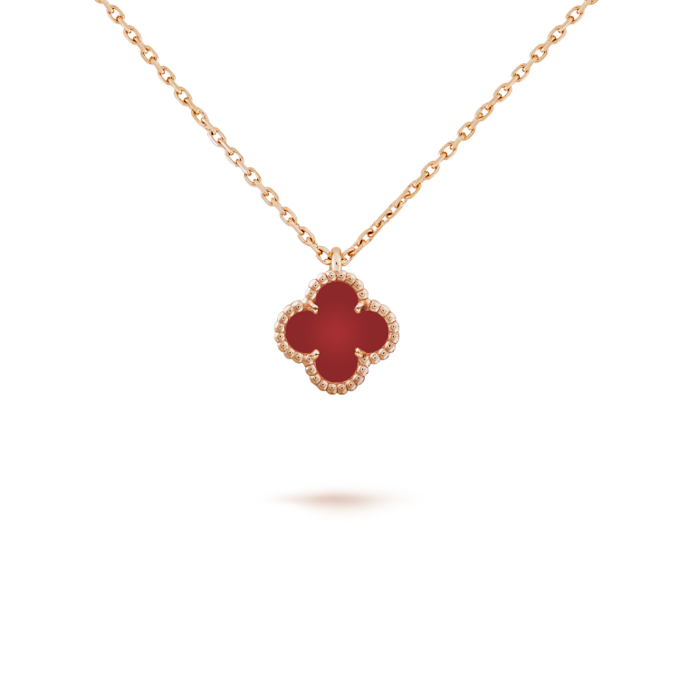 [Clover-Jewelry]CLOVER MINI 9.5MM WHITE CARNELIANS NECKLACE