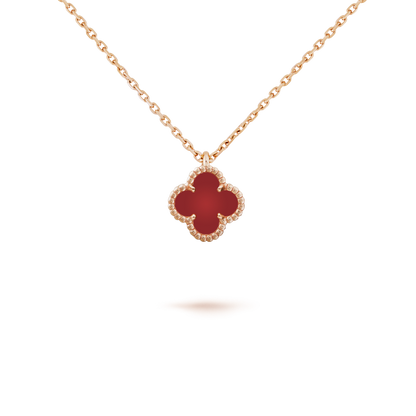 [Clover-Jewelry]CLOVER MINI 9.5MM WHITE CARNELIANS NECKLACE