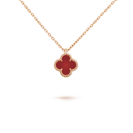 [Clover-Jewelry]CLOVER MINI 9.5MM WHITE CARNELIANS NECKLACE