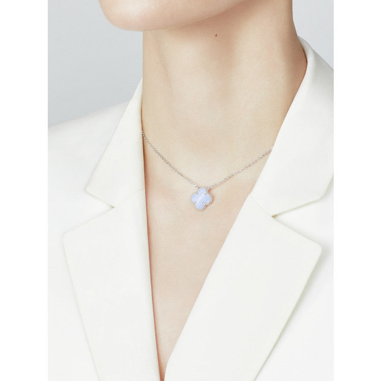 [Clover-Jewelry]CLOVER 15MM BLUE CHALCEDONY NECKLACE SILVER