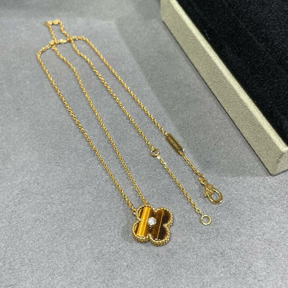 [Clover-Jewelry]CLOVER 15MM DIAMOND AND YELLOW TIGER'S EYE AGATE necklace