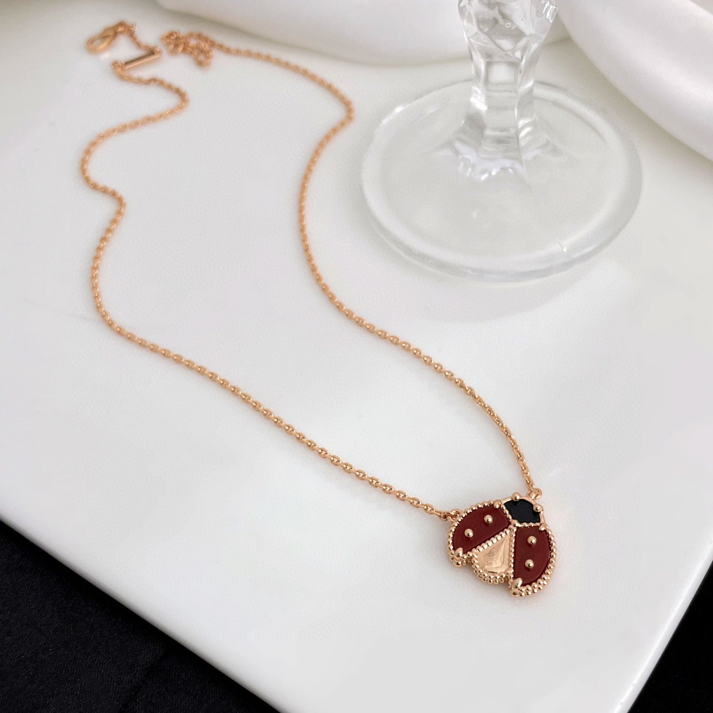 [Clover-Jewelry]LUCKY  CARNELIANS LADYBUG NECKLACE