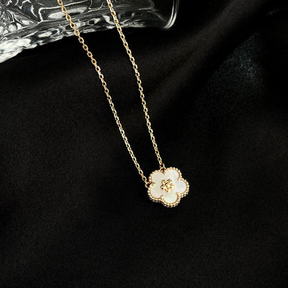 [Clover-Jewelry]LUCKY  WHITE MOP  PLUM BLOSSOM NECKLACE