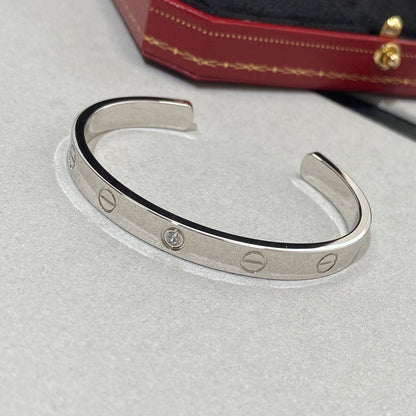 [Clover-Jewelry]LOVE BRACELET 6.1MM 1 DIAMOND OPEN CUFF