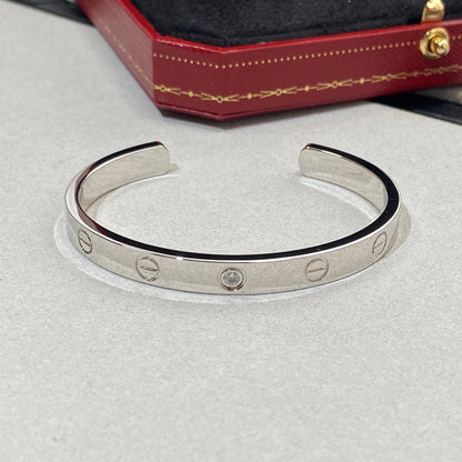 [Clover-Jewelry]LOVE BRACELET 6.1MM 1 DIAMOND OPEN CUFF